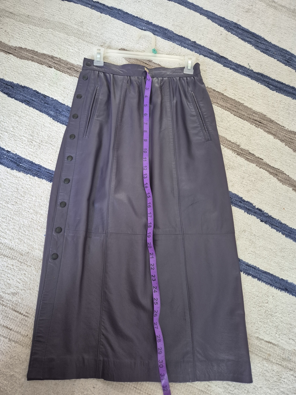 Vintage Women's Purple Leather Jacket & Skirt Set - Picture 9 of 10